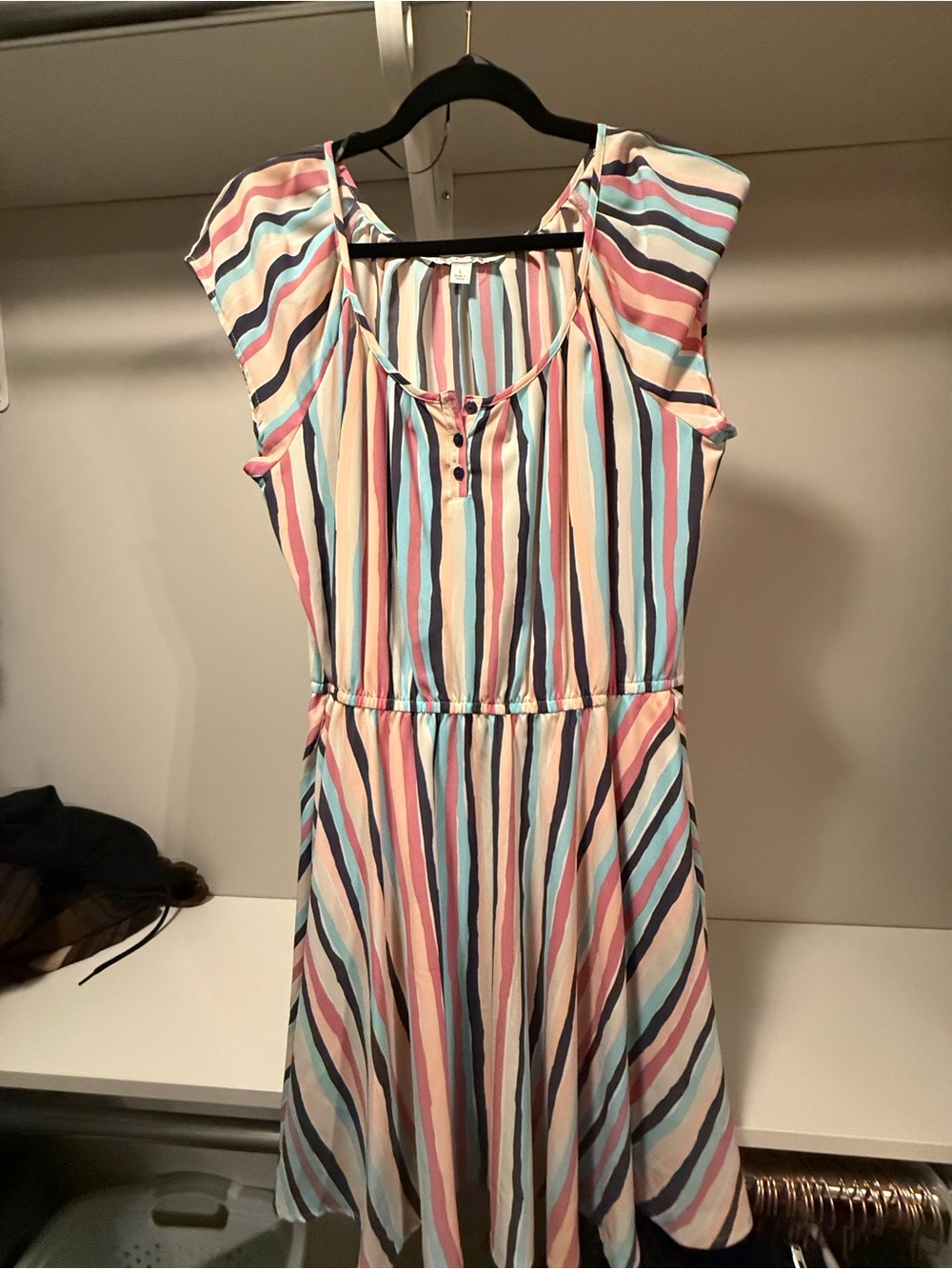 LC Lauren Conrad Pastel Stripe Midi Dress in Pink, Blue, Cream